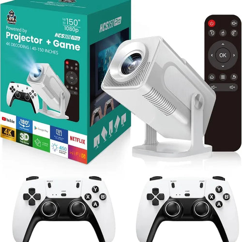 Retro Smart Game Projector - Wireless Gaming System with Built-In Games